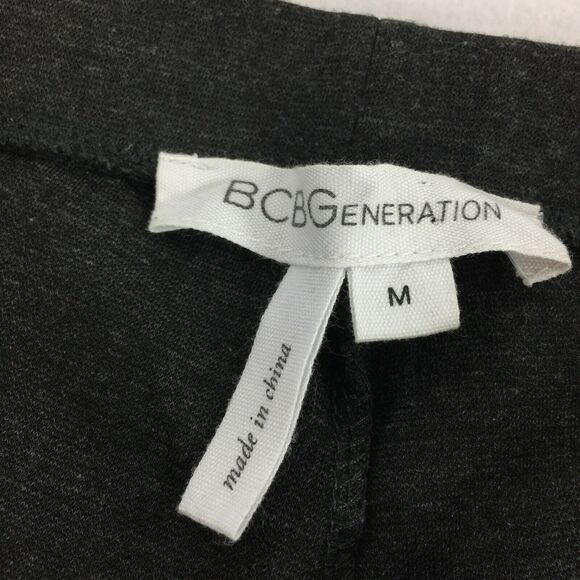 BCBGeneration Faux Leather Panel Leggings Size Medium Womens Solid Black Pull On - Picture 3 of 7